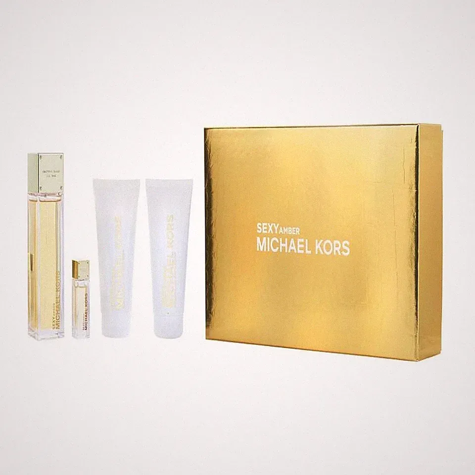 Sexy Amber by Michael Kors 4 Piece Perfume Gift Set for Women with Splash
